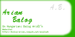 arian balog business card